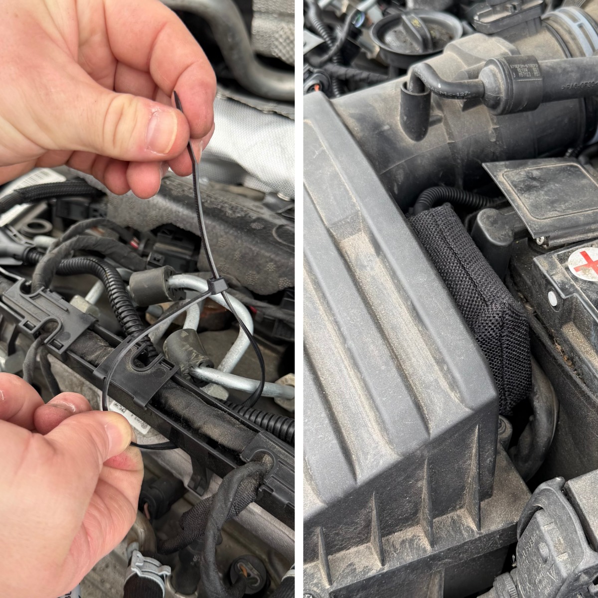 Securing the tuning module and tidying the wiring harness