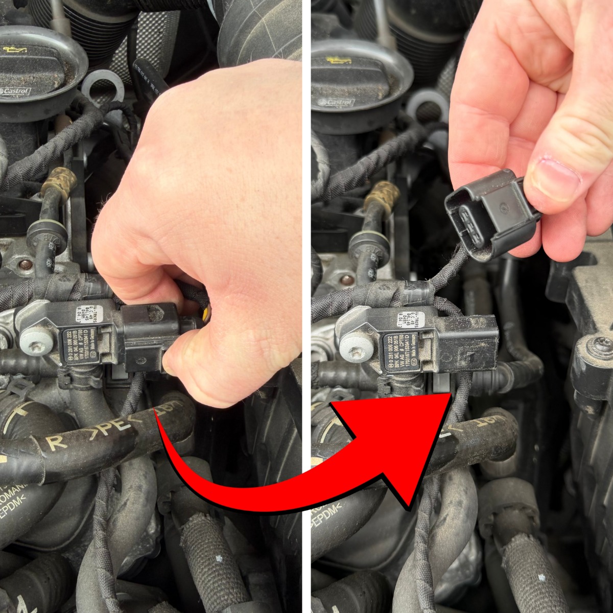 Unplugging the boost sensor connector