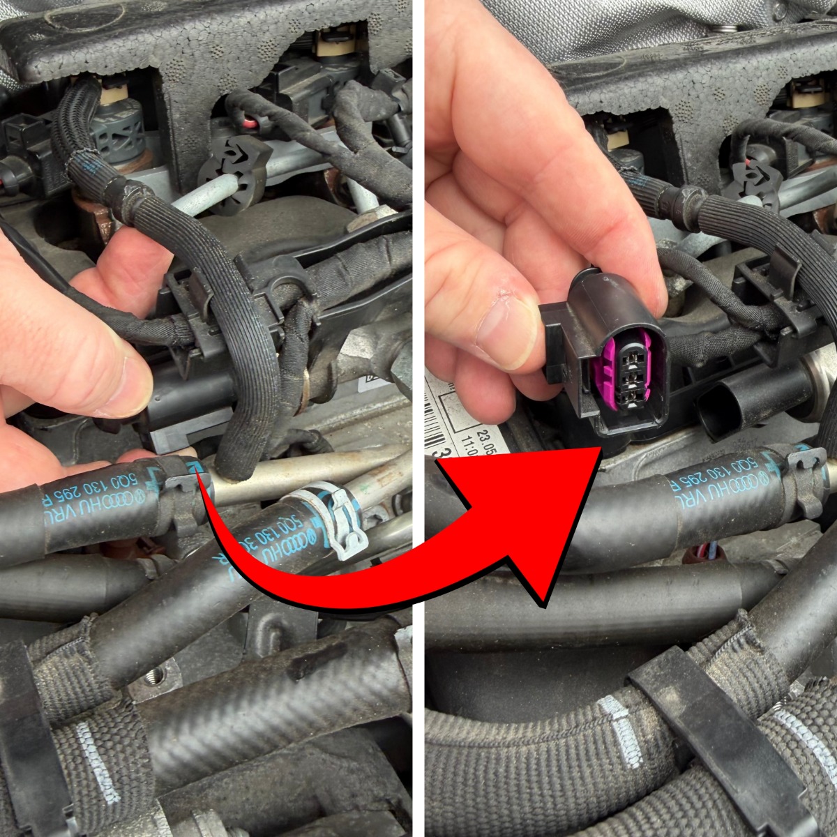 Unplugging the rail sensor connector